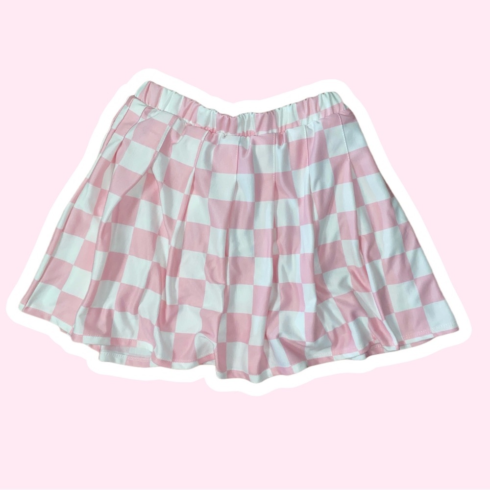 Pink checkered skirt